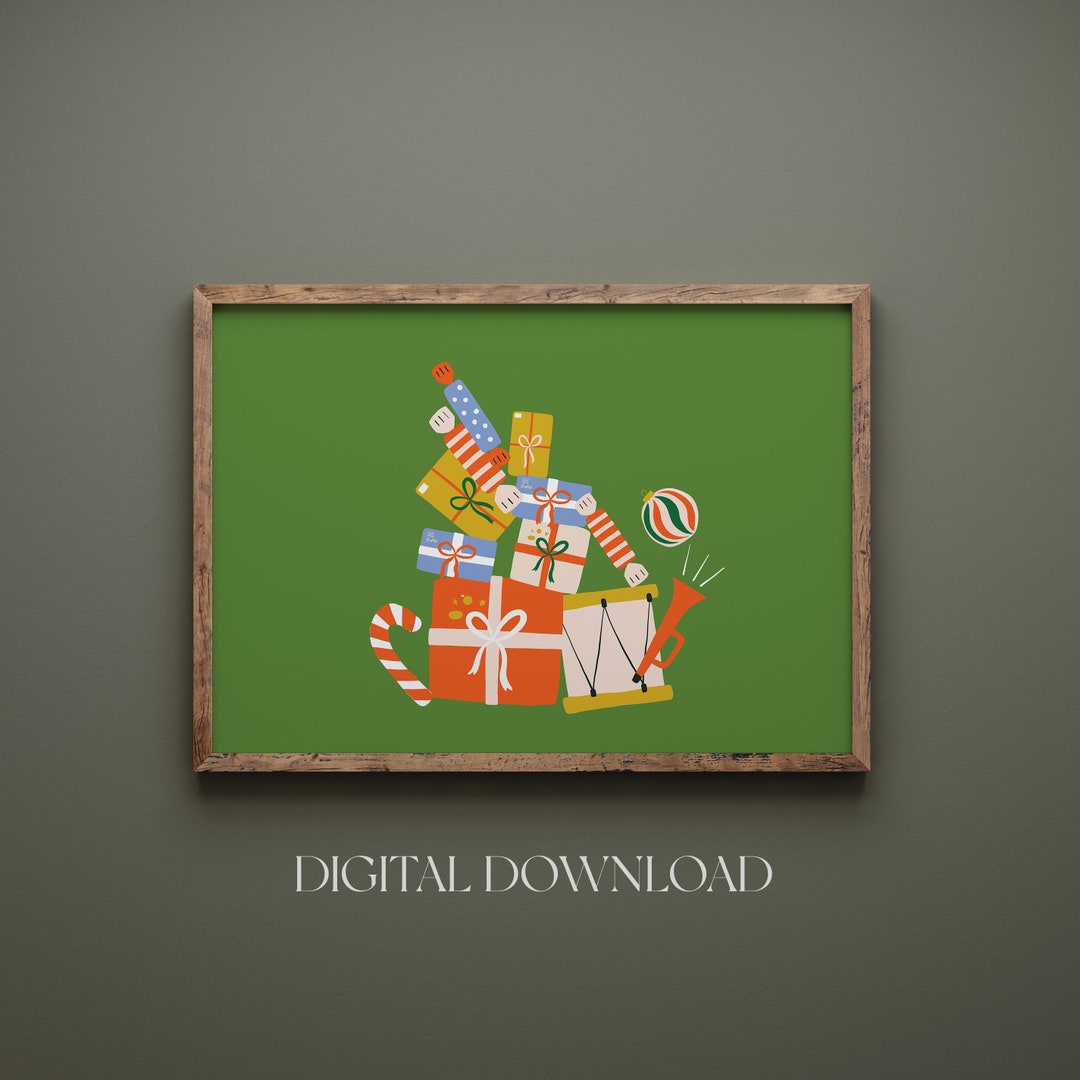 Christmas Presents Wall Art Printable, Christmas Home Wall Art Deco
