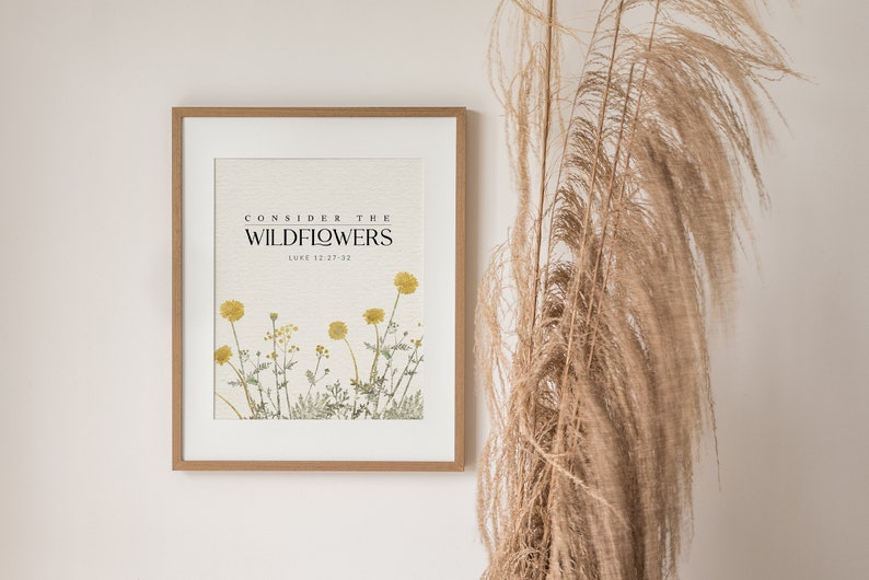 Wildflower Scripture Wildflower Bible Verse Print: Luke 12 Christian Wall Art (digital ...