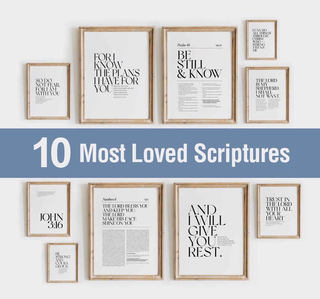 Various Scriptures Set of 10 Most Loved Scriptures Printable, Bible Verse Prints for Women ...