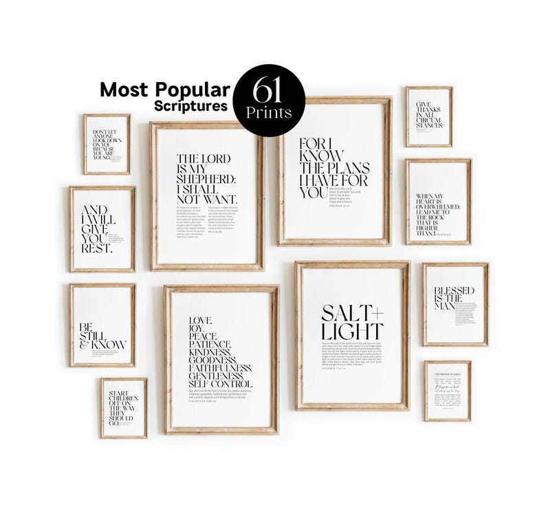 Various Scriptures 61 Most Popular Bible Verses Printable Bundle | Christian Wall Art Set ...