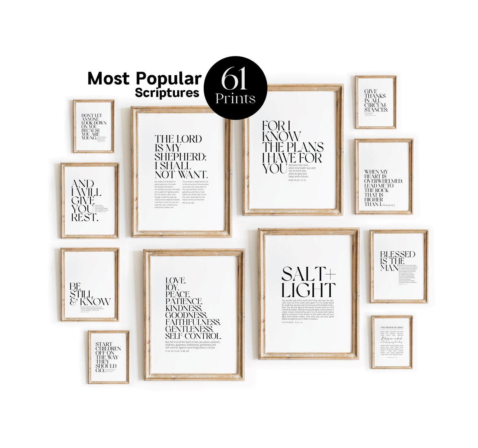 61 Most Popular Bible Verses Printable Bundle | Christian Wall Art Set ...