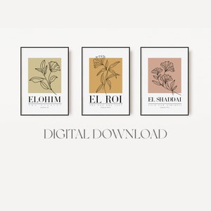Set of 9 Hebrew Names of God Art Prints – Christian Scripture Wall Art ...