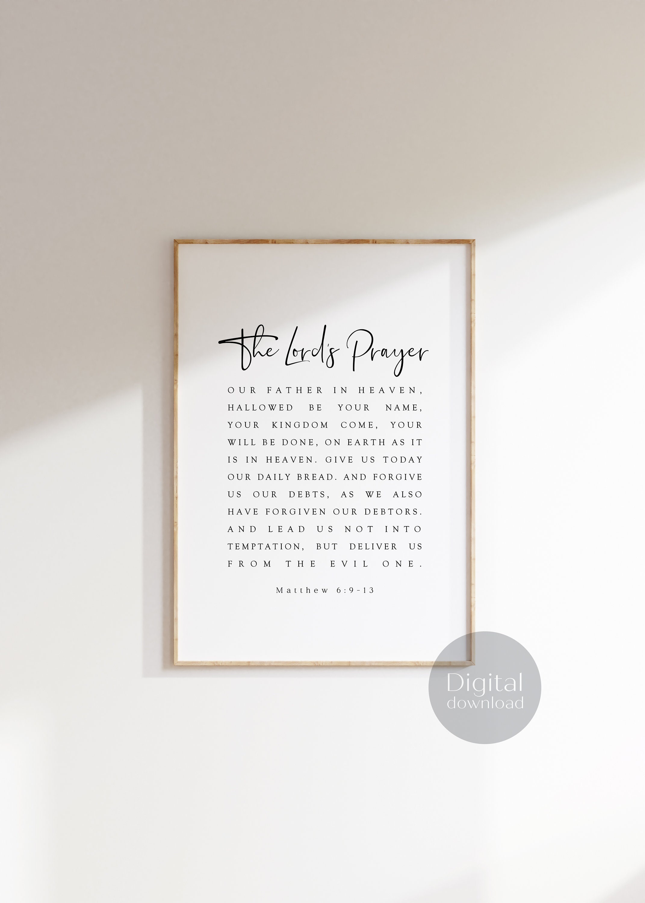 The Lord's Prayer Printable: Minimalist Christian Wall Art (digital ...