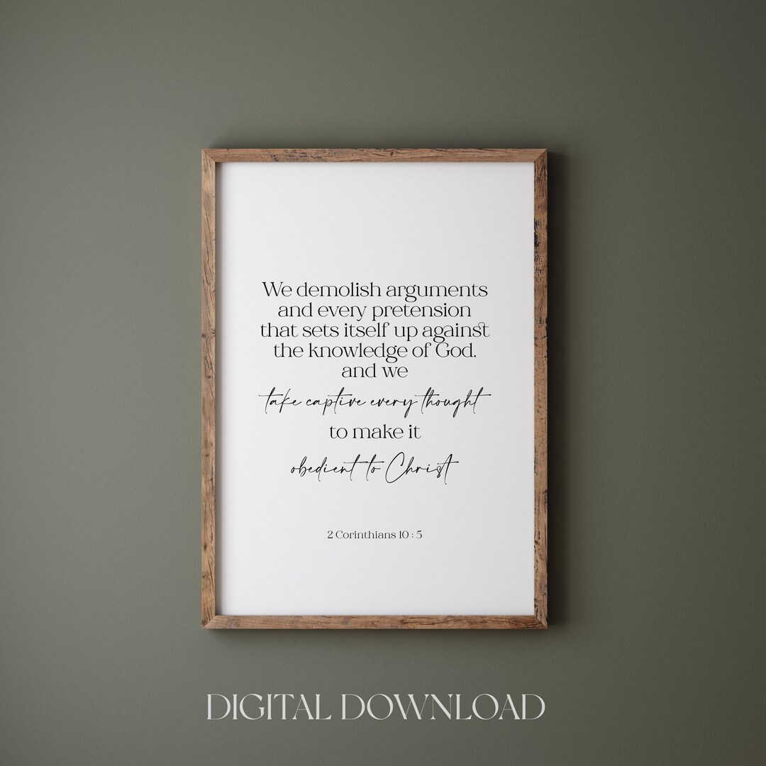 2 Corinthians 10:5 Bible Verse Printable Wall Art (digital Download ...
