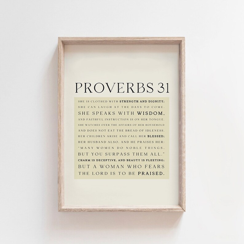 Proverb Frame Proverbs 31 Printable Wall Art: Christian Scripture (digital Download ...