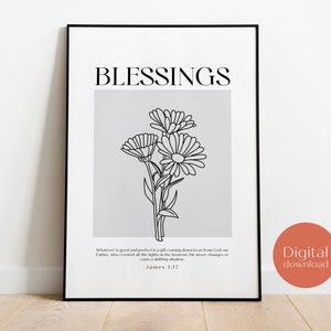 Blessings Bible Verse Wall Art Printable, James 1:17 Downloadable ...