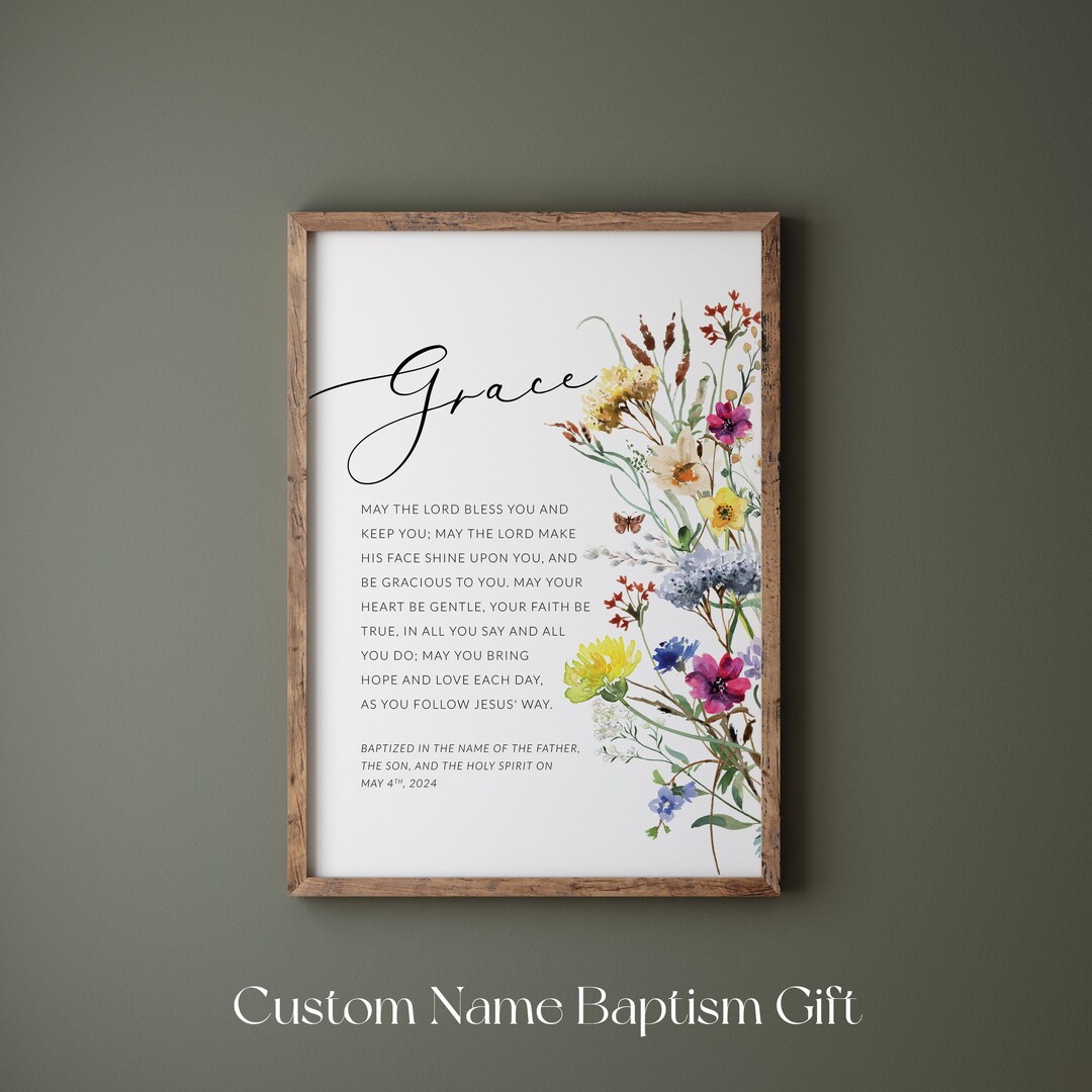 Personalised Baptism Printable for Baby Girl, Custom Name Baptism Print ...
