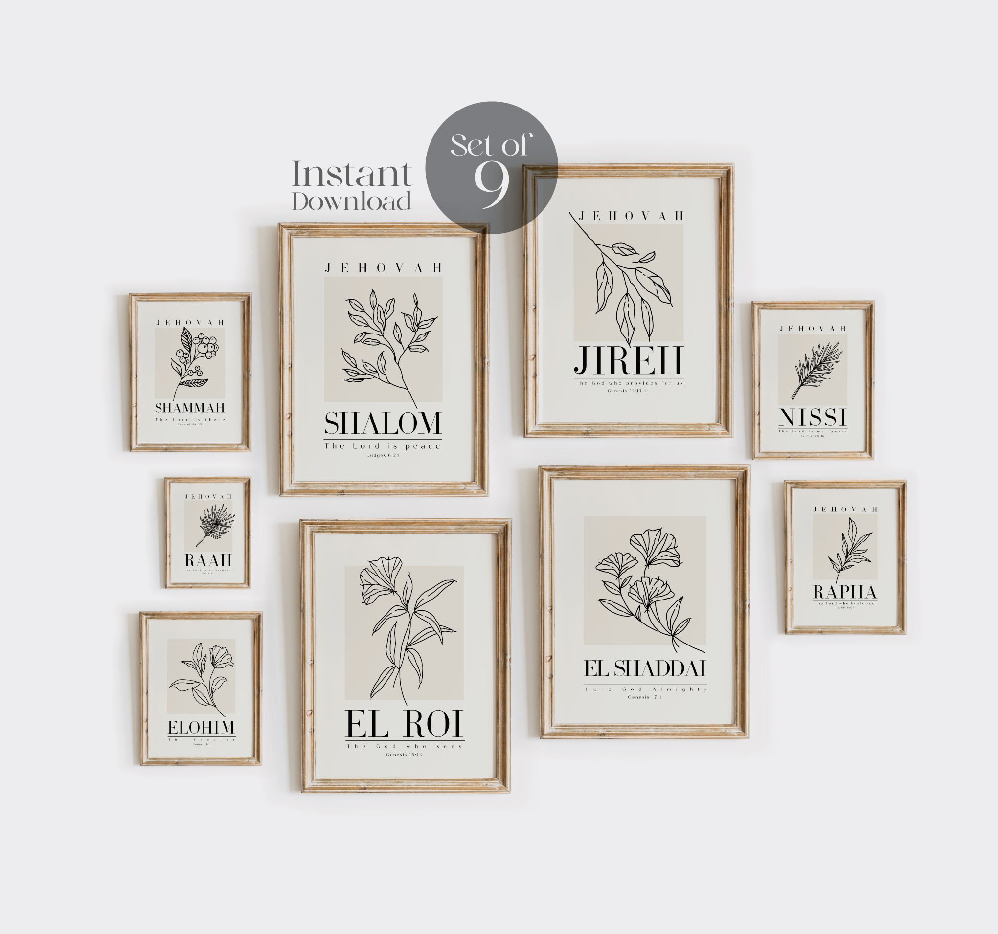 Hebrew Names of God Art Prints: Christian Wall Decor (set of 9 ...