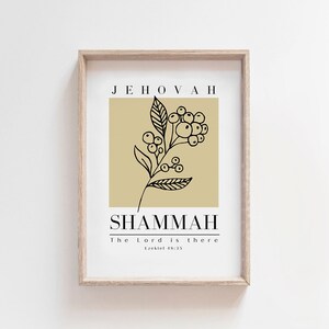 Jehovah Shammah Wall Art Printable, Ezekiel 48:35, Minimalist Bible Verse Wall Art Print, Modern ...