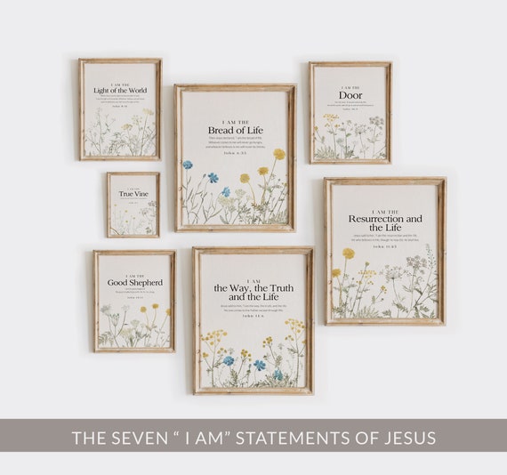 Jesus I AM Statements Printable, Christian Wall Art Set (Digital Download)