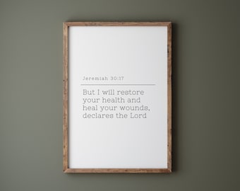 Jeremiah 30:17 Healing Scripture Print, Minimalist Bible Verse (Digital Download)