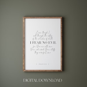 Psalm 23:4 printable, Even though I walk through the valley, Minimalist bible wall art print, Modern Christian home wall art printable