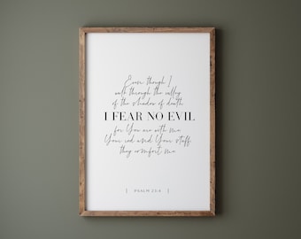 Psalm 23:4 Scripture Print, Scripture Quote, Minimalist Christian Wall Art (Digital Download)