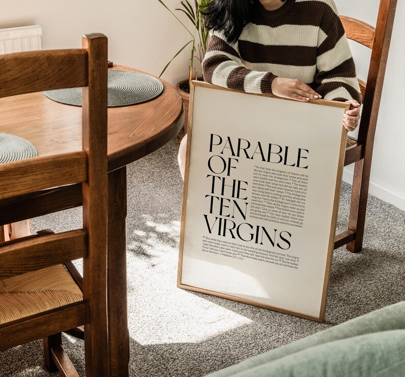 Parable of the Ten Virgins Print, Matthew 25:1-13, Christian Wall Art ...