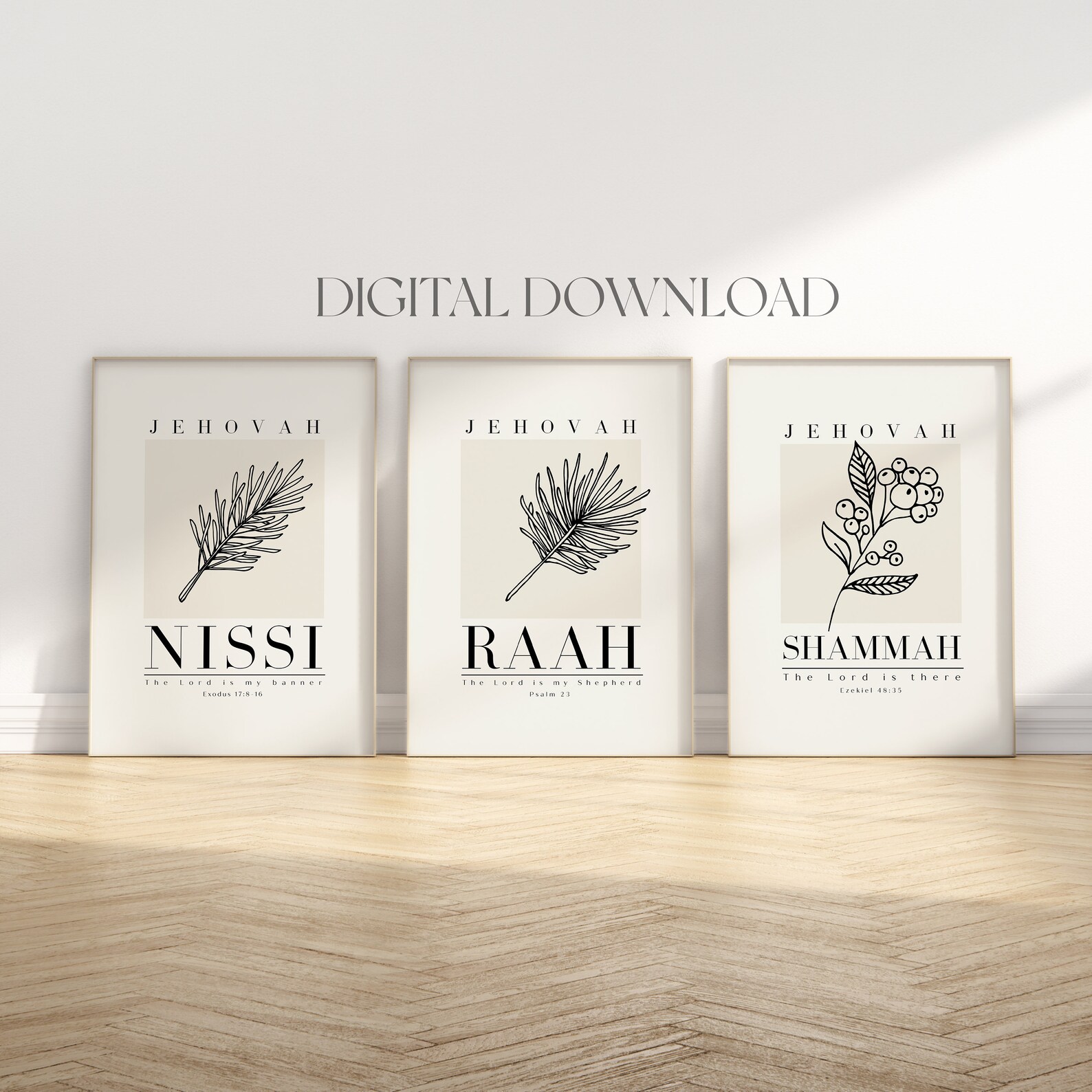 Hebrew Names of God Wall Art Set of 9 – Christian Bible Verse Decor ...