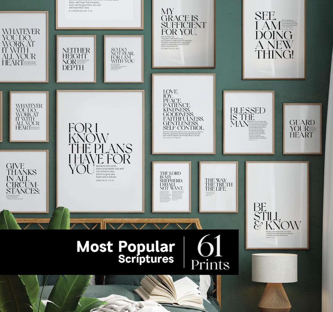 Various Scriptures 61 Most Popular Bible Verses Printable Bundle | Christian Wall Art Set ...