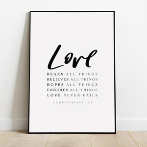 1 Corinthians 13 Printable: Minimalist Christian Wall Art (digital ...