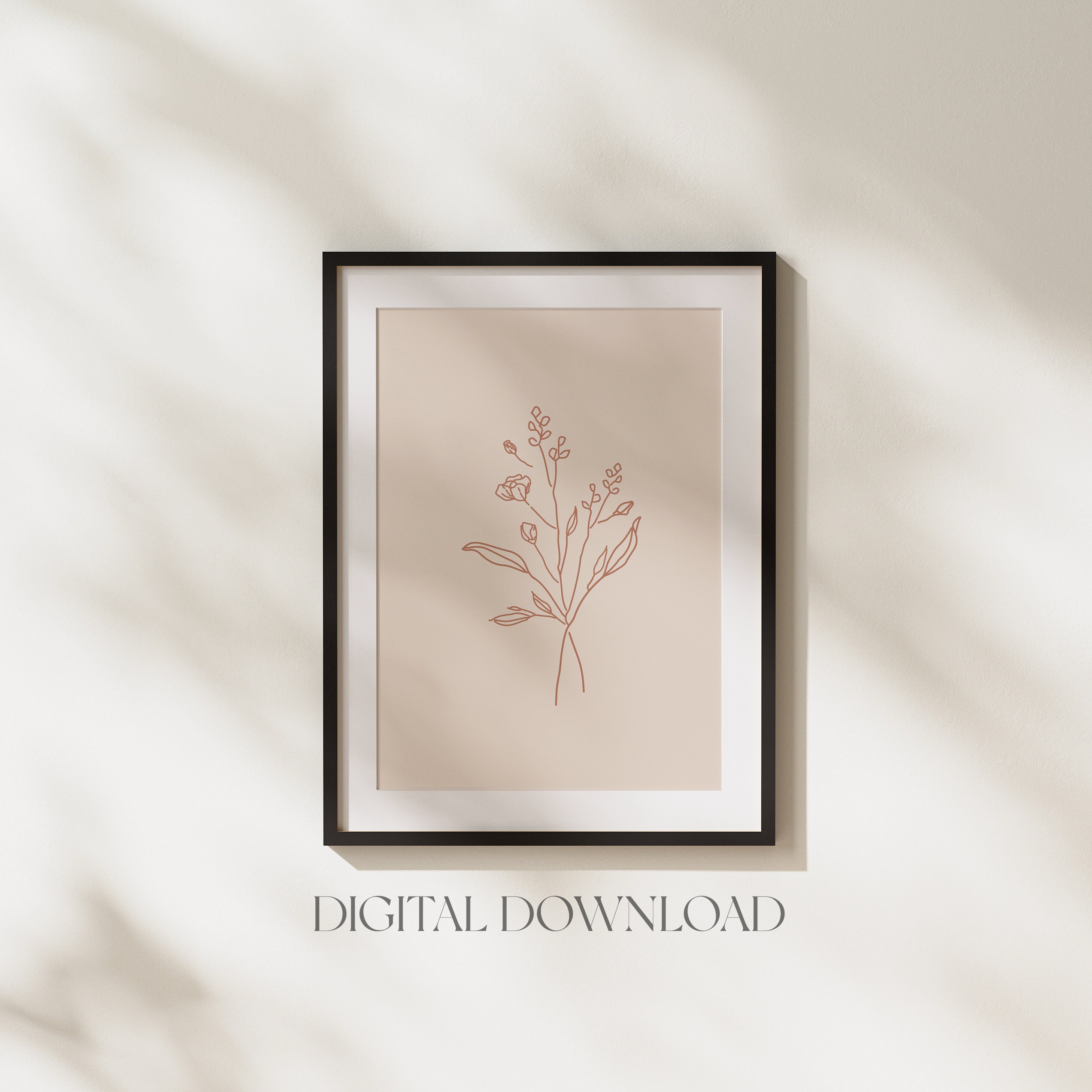 Boho Wildflower Line Art Print: Minimalist Floral Wall Decor (digital ...