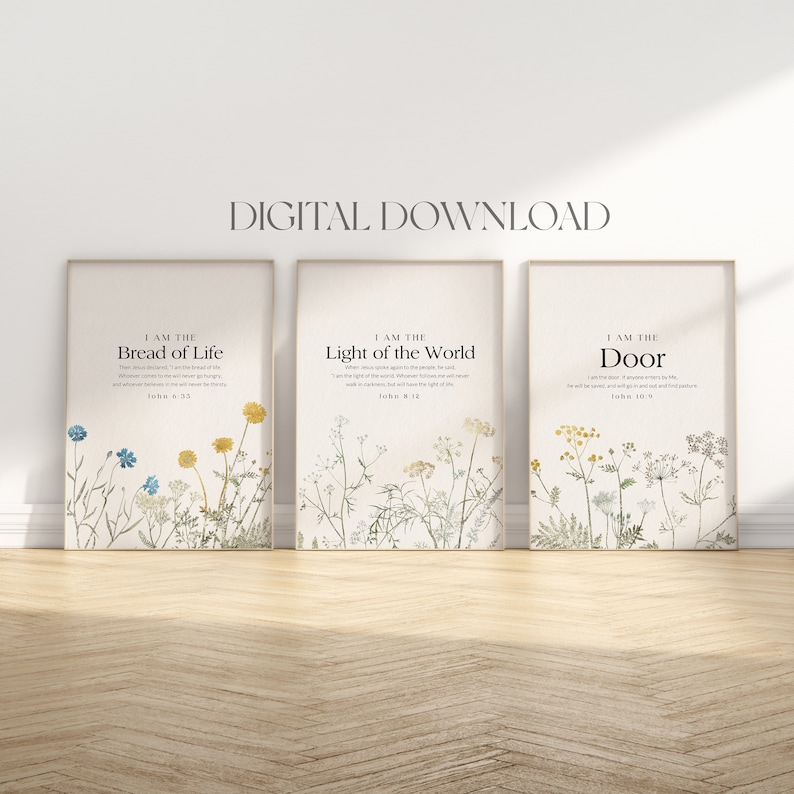 Jesus I Am Statements Printable | Bible Verse Wall Art | 7 I Am Statements of Jesus | Christian Wall Decor | Bible Study Print | DIGITAL image 5