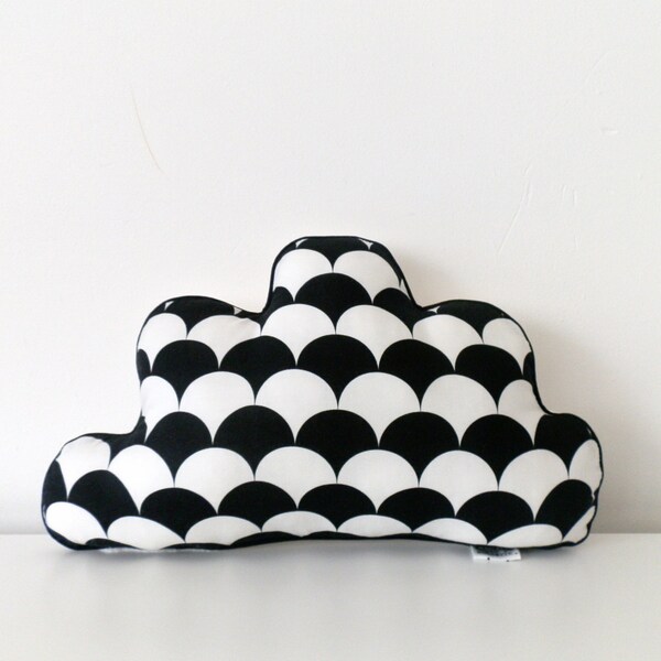 Cloud pillow with black & white print