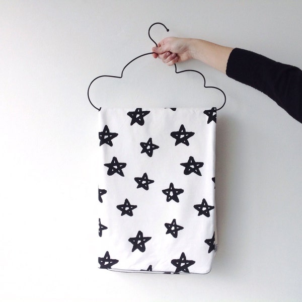 White baby blanket with black star print