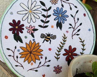 Hand Embroidered Flower Hoop
