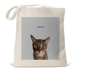 Custom Cat Tote, College Student Gift , reusable bag, grocery tote, library bag, travel bag, eco friendly, Easter gift, Mother's Day Gift