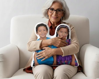 Cojín Personalizado con Foto: Regalo para Abuela de parte de sus Nietos, Regalo de Madres, Distancia, Decoración con Fotos Personalizadas