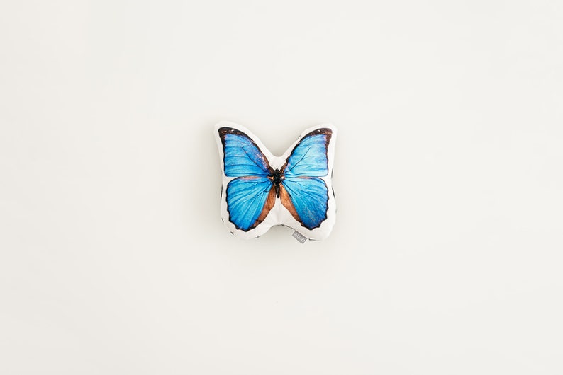 Morpho Butterfly Pillow, College Student Gift , Housewarming Gift, Teen Room, Nature Photography, Easter gift, Mother's Day Gift image 3