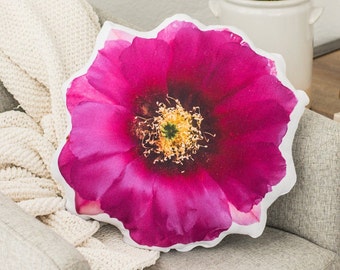 Hedgehog Cactus Flower Pillow: Desert Decor, Southwestern Home, Mother's Day Gift