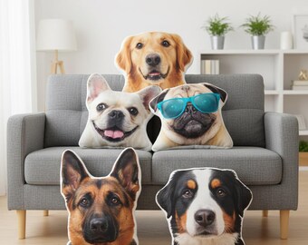 Custom Dog Face Pillow: USA Made Memorial Keepsake, Dog Cat Photo