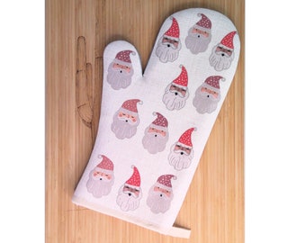 Santa Oven Mitt, Kitchen Hot Mitt, Housewarming gift, Christmas Gift