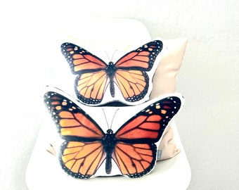 Monarch Butterfly Shaped Pillow: Soft Velvet Throw, Made in USA, Mother's Day Gift