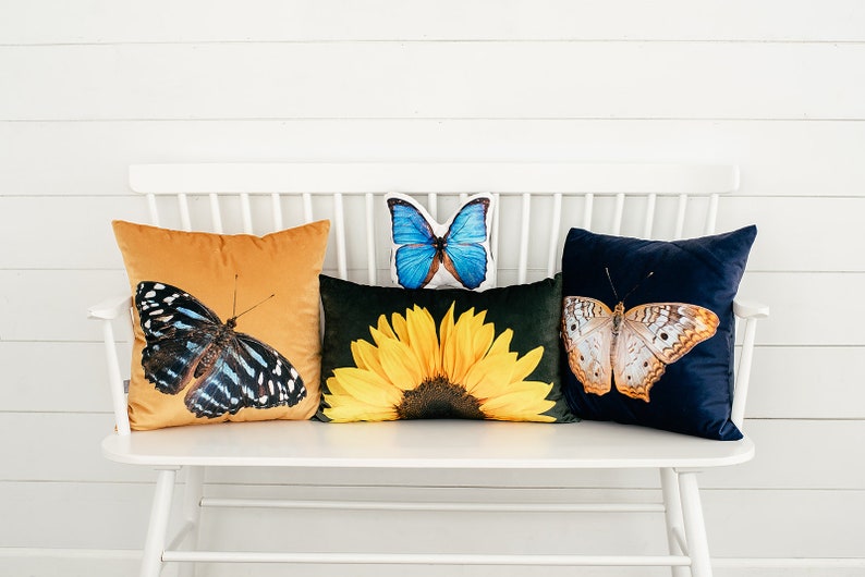 Morpho Butterfly Pillow, College Student Gift , Housewarming Gift, Teen Room, Nature Photography, Easter gift, Mother's Day Gift image 5