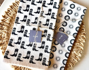 Western Boot's Tea Towel: Southwestern Kitchen Decor, Mother's Day Gift
