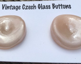 Moonglow Lg. Pale Pink Concave Vintage Czech Glass Buttons Sewing Knitting Collecting Crafting