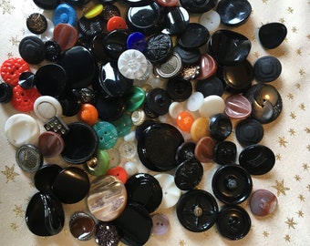 Lot Of 125+ Assorted Vintage Czech Glass Buttons pre 1945