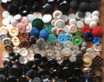Lot Of 145+ Assorted Vintage Czech Glass Buttons pre 1945