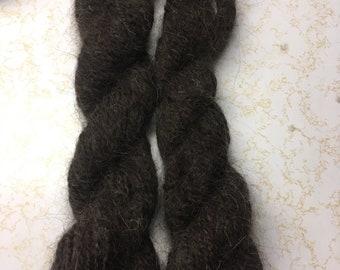 Hand Spun Dog Fur and Merino Wool Yarn Natural Dark One Ounce, Approx 65-70 yards Worsted Weight