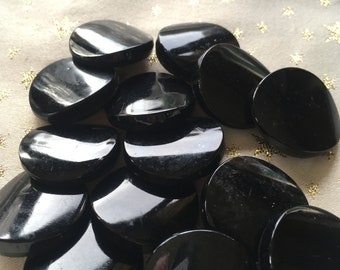 14 Convex Vintage Glossy Black Czech Buttons 2.7 cm or 2.2 cm