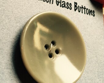 Simple Lg Gray Sew Thru Vintage Czech Glass Button 1920's-1930's