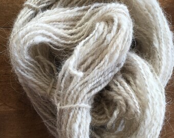 Hand Spun Dog Fur and Merino Wool Yarn Oatmeal Colored