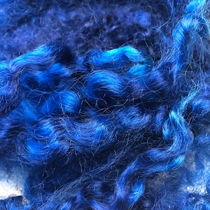 Locks 8-12&quot; Wensleydale Royal Blue Extra Long Locks, Spinning, Felting, Doll Hair Art Yarn Art Batts 1 Ounce