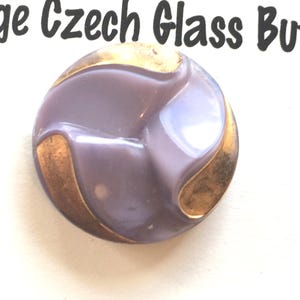 Botón vintage de cristal checo con brillo lunar dorado y lavanda, 2,2 cm (7/8"), estilo Art Déco, para costura y tejido.