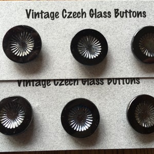 Silver and Black Vintage Czech Glass Buttons