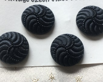 Faux Thread/Cut Steel Tri Swirl Vintage Czech Glass Buttons Circa 1930's