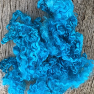 Locks, 6-8&quot; Wensleydale Shades of Turquoise Long Locks, Spinning, Felting, Doll Hair Art Yarn Art Batts 1 Ounce Needle Felting