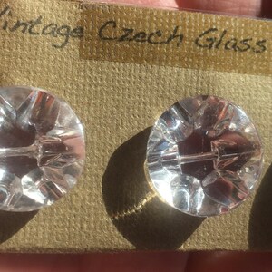 Clear Tall Floral Facet Vintage Czech Glass Buttons