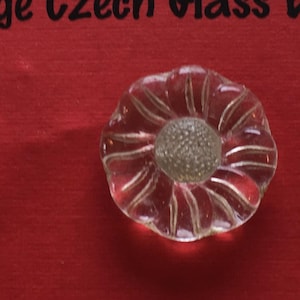 Sunflower Clear Faceted Vintage Czech Glass Buttons Two Sizes 1.7 & 2.2 cm 1930&#39;s Sewing Knitting Crafting Sun Catchers Art Junk Journals