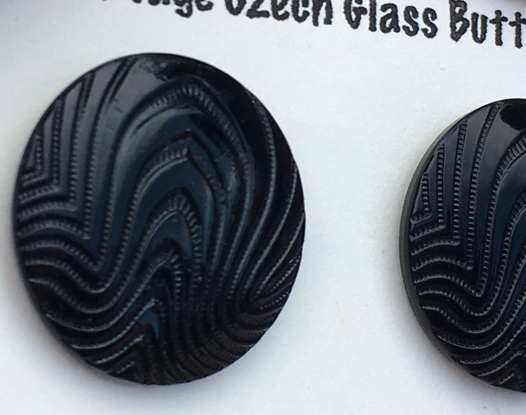 Swirling Threads 2 Lg Art Deco Faux Thread Swirling Design Glossy Black Vintage Czech ...